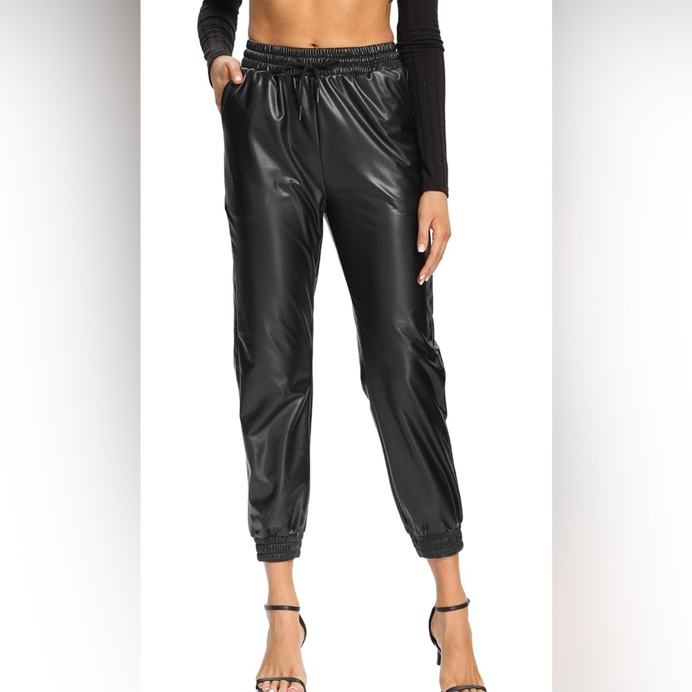 Faux Leather Jogger Pants Size M Inseam 28